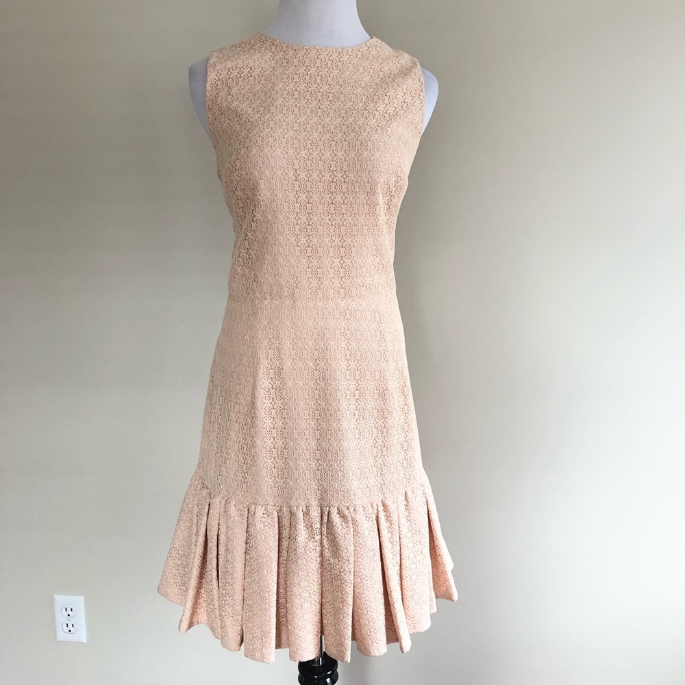 Jill Stuart Open Back Drop Waist Pink Blush Dress Ruffle Hem M 10 NWT - Picture 4 of 6